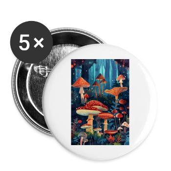 Mushroom Forest | AI - Buttons large 2.2''/56 mm (5-pack) - white - Front