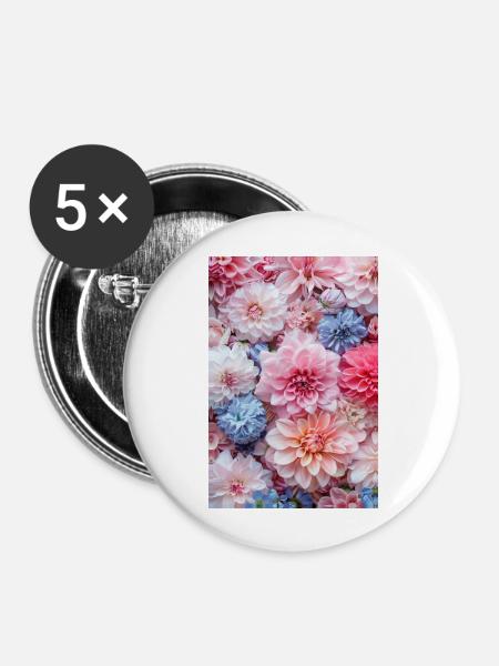 Blumenliebe | AI - Buttons groß 56 mm (5er Pack) - Weiß