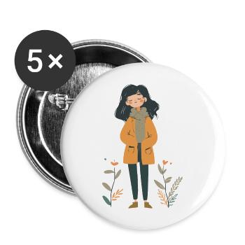 Nature Girl - Buttons large 2.2''/56 mm (5-pack) - white - Front