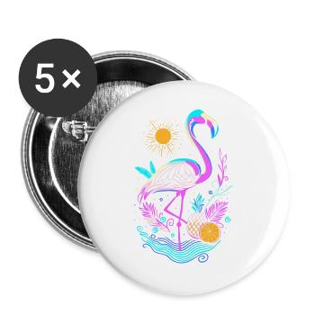 Flamingo Pineapple Fruits - Buttons large 2.2''/56 mm (5-pack) - white - Front