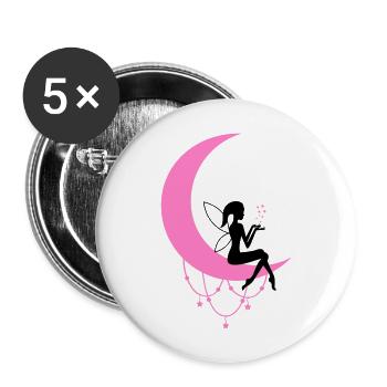 fee elfe halbmond fantasie - Buttons groß 56 mm (5er Pack) - Weiß - Vorne