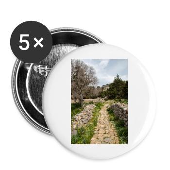 castle ruins of the medieval Palio Pyli Kos - Buttons large 2.2''/56 mm (5-pack) - white - Front