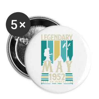 May 1952 Anniversary Gift, Vintage May 1952. - Buttons large 2.2''/56 mm (5-pack) - white - Front