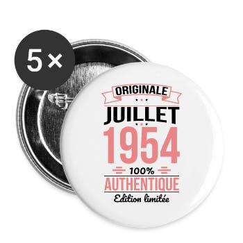 Anniversaire 70 ans - Originale - Juillet 1954 - Lot de 5 grands badges (56 mm) - blanc - Devant
