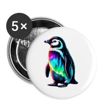 Aurora Borealis Penguin - Buttons large 2.2''/56 mm (5-pack) - white - Front