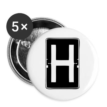 H - Lot de 5 grands badges (56 mm) - blanc - Devant