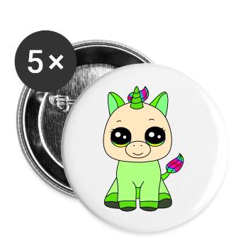 Kleines Einhorn - Buttons groß 56 mm (5er Pack) - Weiß - Vorne