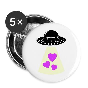 Coeur d’OVNI - Lot de 5 grands badges (56 mm) - blanc - Devant