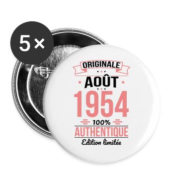 Anniversaire 70 ans - Originale - Août 1954 - Lot de 5 grands badges (56 mm) - blanc - Devant
