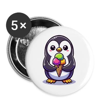 Adorable Penguin Colourful  - Buttons large 2.2''/56 mm (5-pack) - white - Front