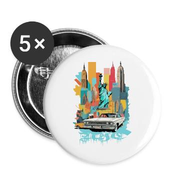 Ville de New York - Lot de 5 grands badges (56 mm) - blanc - Devant