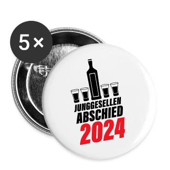 Junggesellen Abschied 2024 - Buttons groß 56 mm (5er Pack) - Weiß - Vorne