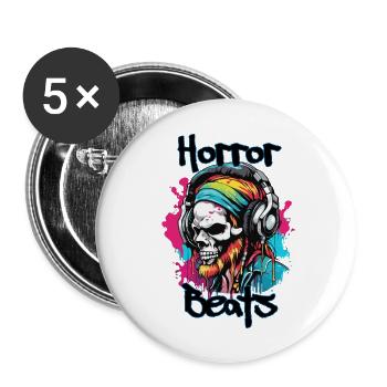 Kopfhörer / Audio / Musik / Klang / cool - Buttons groß 56 mm (5er Pack) - Weiß - Vorne