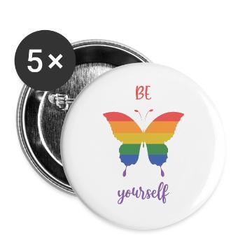 Mois de la fierté LGBT - Soyez vous-même - Lot de 5 grands badges (56 mm) - blanc - Devant