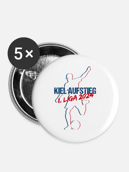 Kiel Aufstieg 2024 - Buttons groß 56 mm (5er Pack) - Weiß