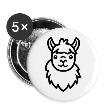 Alpaka-Lama - Buttons groß 56 mm (5er Pack) - Weiß - Vorne