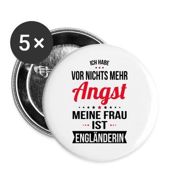 Ma femme est anglaise - Idée cadeau humour - Lot de 5 grands badges (56 mm) - blanc - Devant