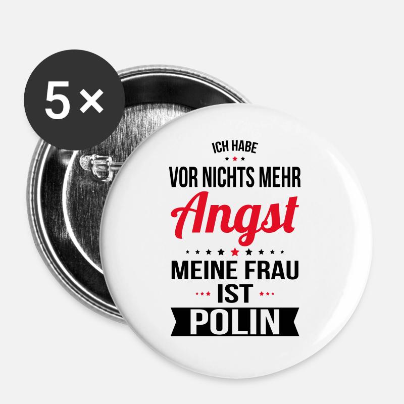 My Wife Is Polish - Gift Idea Humor - Buttons large 2.2''/56 mm (5-pack) - white