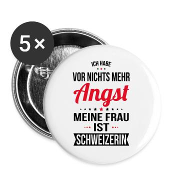 My wife is Swiss - gift idea humor - Buttons large 2.2''/56 mm (5-pack) - white - Front