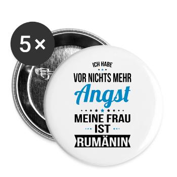 My wife is Romanian - gift idea humor - Buttons large 2.2''/56 mm (5-pack) - white - Front