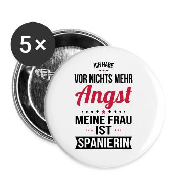 Meine Frau ist Spanierin - Geschenkidee Humor - Buttons groß 56 mm (5er Pack) - Weiß - Vorne