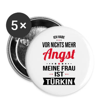 Ma femme est turque - Idée cadeau humour - Lot de 5 grands badges (56 mm) - blanc - Devant