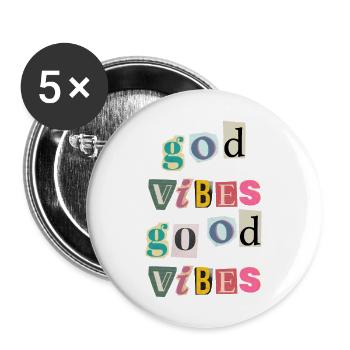 "God Vibes T-Shirt - Positive gifts Designs” - Buttons large 2.2''/56 mm (5-pack) - white - Front