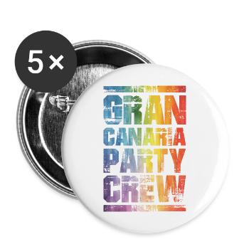 Gran Canaria Party Crew Bunt - Buttons groß 56 mm (5er Pack) - Weiß - Vorne