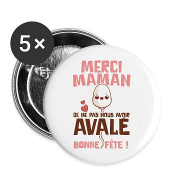 Drôle Fête des Mères maman beauf Girly - Lot de 5 grands badges (56 mm) - blanc - Devant