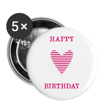 ALLES GUTE ZUM GEBURTSTAG. ALLES GUTE ZUM GEBURTSTAG. JAHRESTAG. - Buttons groß 56 mm (5er Pack) - Weiß - Vorne