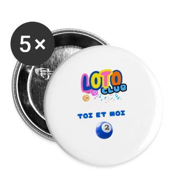 LOTO - BINGO - 2 - TOI ET MOI - Lot de 5 grands badges (56 mm) - blanc - Devant