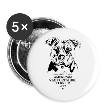 American Staffordshire Terrier Mom Dogs Wilsigns - Buttons large 2.2''/56 mm (5-pack) - white - Front