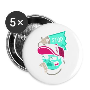 Mutter Erde fordert lautstark vollständige Klimaschutzmaßnahmen - Buttons groß 56 mm (5er Pack) - Weiß - Vorne