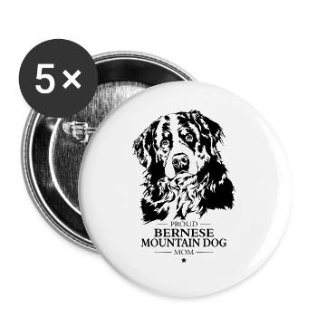 Bernese Mountain Dog Mom Hunde Hund Wilsigns - Buttons large 2.2''/56 mm (5-pack) - white - Front
