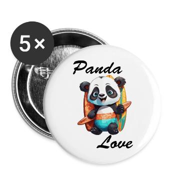 Panda / Animal / Zoo / Bamboo / Wild / Childlike - Buttons large 2.2''/56 mm (5-pack) - white - Front