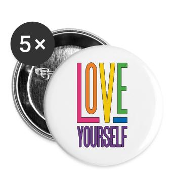 LGBTQ Pride Month - Love Yourself - Buttons large 2.2''/56 mm (5-pack) - white - Front