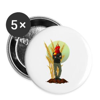 Chicken Man Rooster Comb Hybride - Lot de 5 grands badges (56 mm) - blanc - Devant