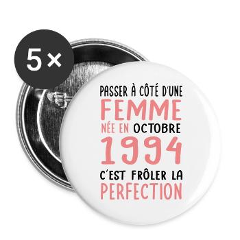 30th Birthday - Born in October 1994 - Buttons large 2.2''/56 mm (5-pack) - white - Front