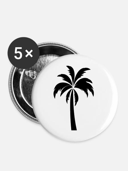 Palme - Buttons groß 56 mm (5er Pack) - Weiß