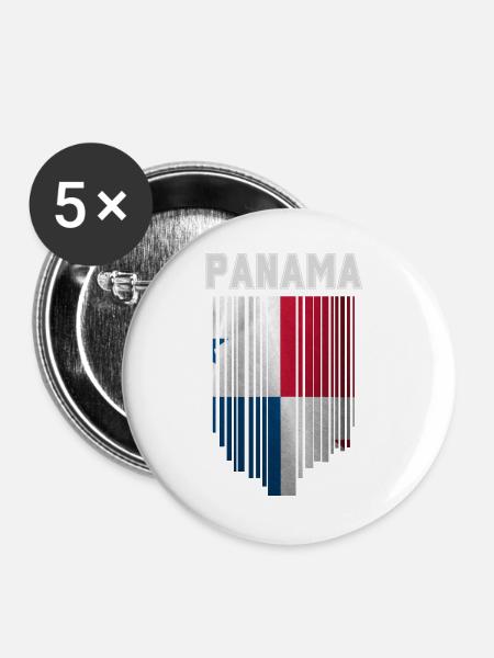 Panamaische Flagge, panamaischer Stolz - Buttons groß 56 mm (5er Pack) - Weiß