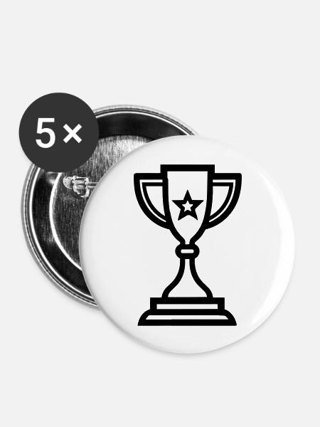Trophäe - Buttons groß 56 mm (5er Pack) - Weiß