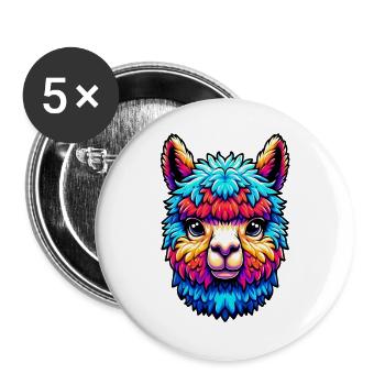 Alpaka - Buttons groß 56 mm (5er Pack) - Weiß - Vorne