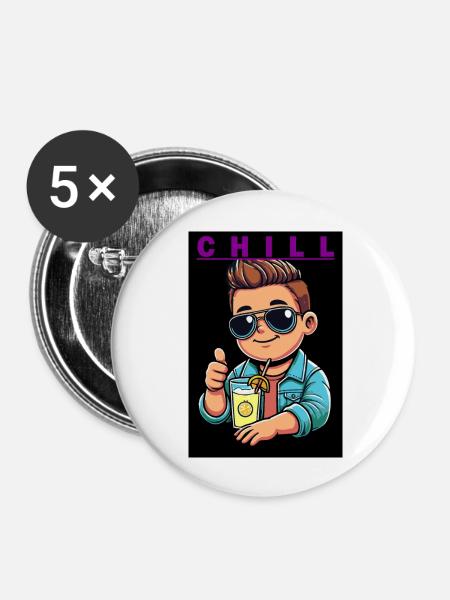 CHILL - Buttons groß 56 mm (5er Pack) - Weiß