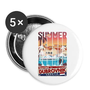 croatia hrvatska hrv hr zagreb split dubrovnik - Buttons large 2.2''/56 mm (5-pack) - white - Front