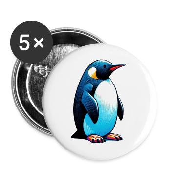Pingouin - Lot de 5 grands badges (56 mm) - blanc - Devant