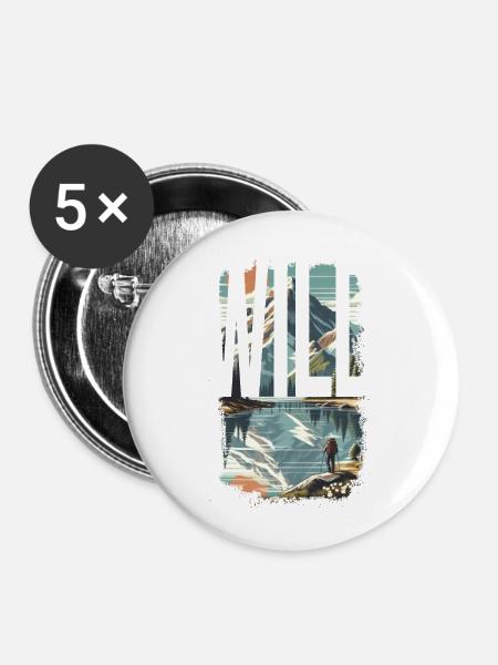 WILDE ERKUNDUNG - Buttons groß 56 mm (5er Pack) - Weiß