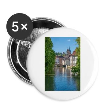 Cityscape of Esslingen am Neckar from Agnesbrücke - Buttons large 2.2''/56 mm (5-pack) - white - Front