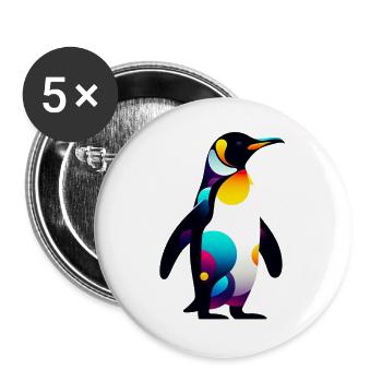 Pinguin - Buttons groß 56 mm (5er Pack) - Weiß - Vorne
