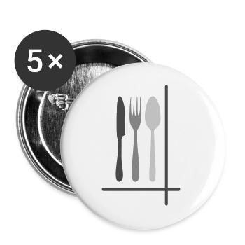 Besteck Silhouetten Minimalistisch - Buttons groß 56 mm (5er Pack) - Weiß - Vorne
