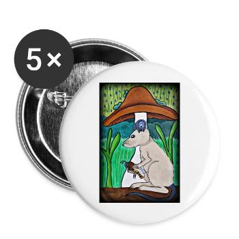 Mouse with bees in the rain - Buttons large 2.2''/56 mm (5-pack) - white - Front